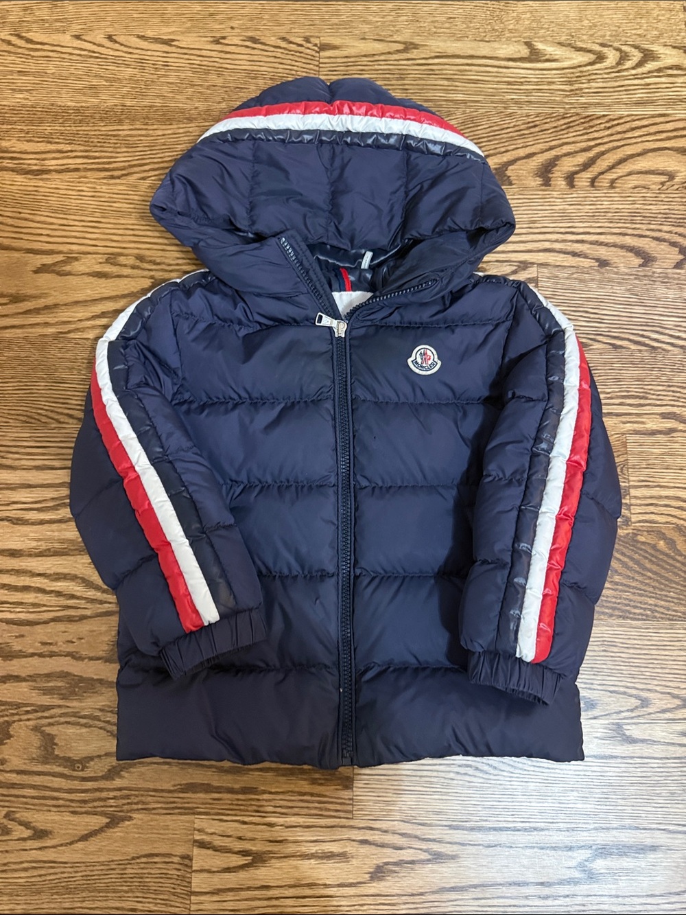 Moncler Kids Navy Hooded Puffer Jacket 100% Authentic